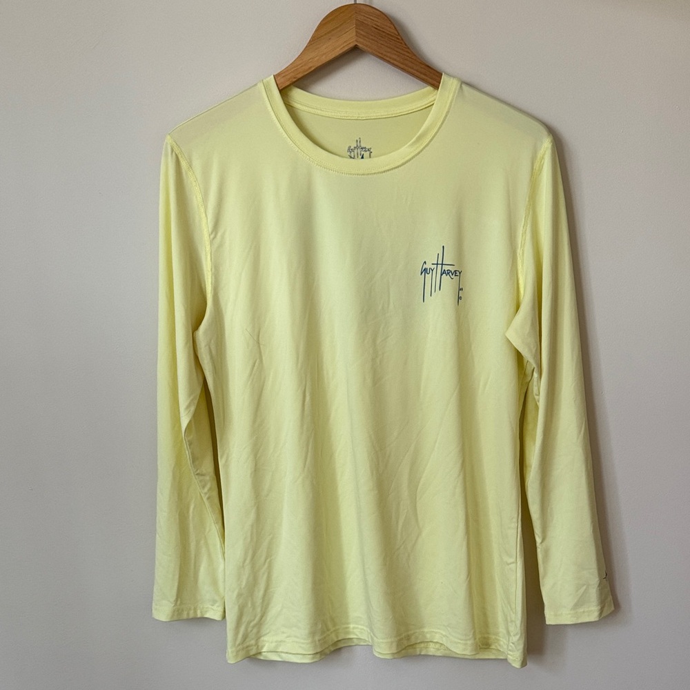 🟢 5/$25 Guy Harvey | Solid Long Sleeve Sun Protection Top in Sunshine Yellow